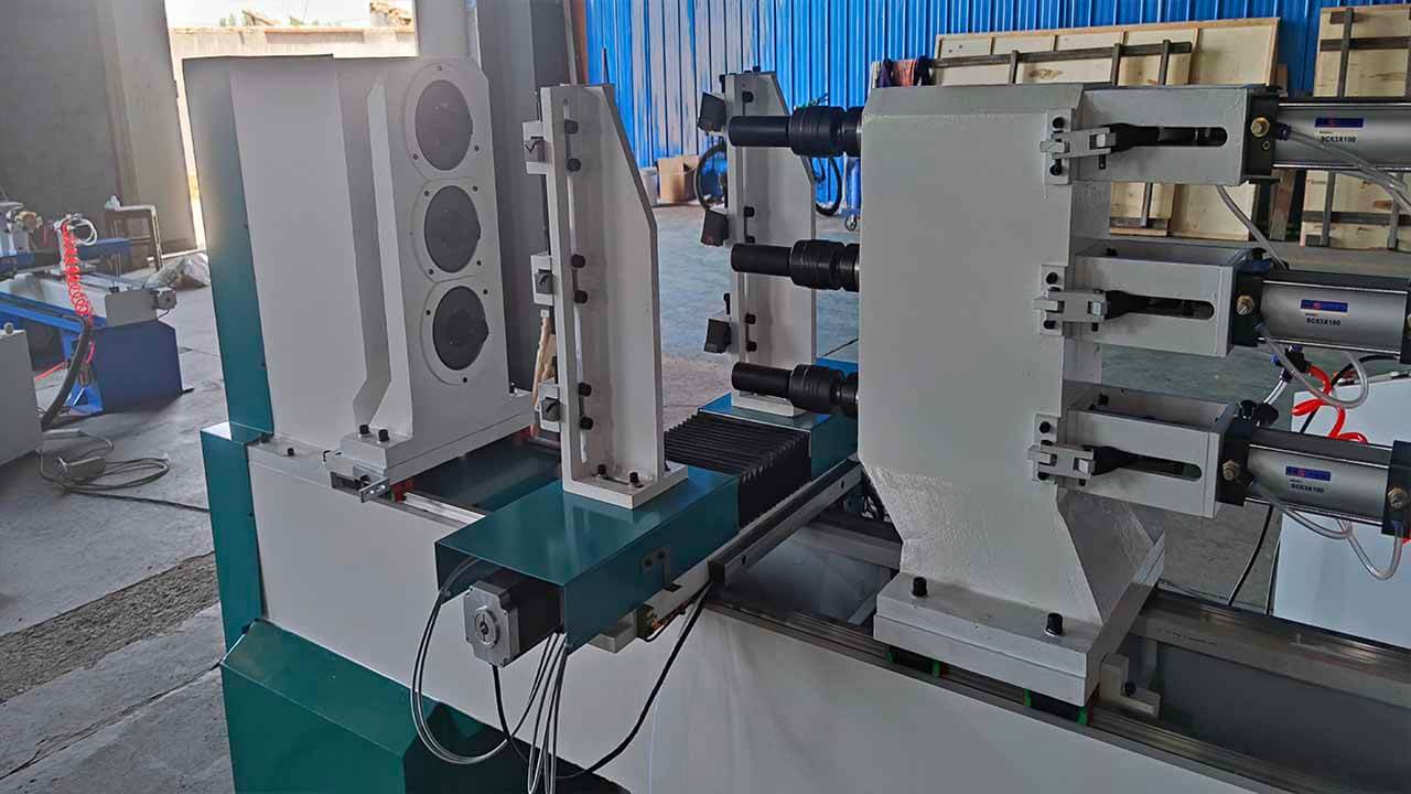 Cnc Wood Lathe Wood Lathe With Three Heads And Three Axis With Six Blades